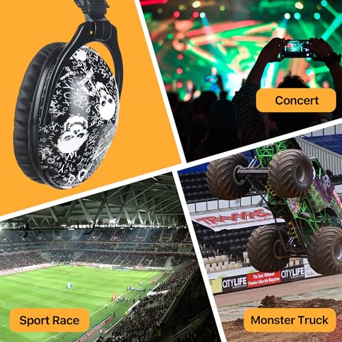 Kids Ear Protection Safety Ear Muffs, NRR 25dB Noise Reduction Children Earmuffs, Hearing Protectors for Sleeping, Studying, Airplane, Concerts, Fireworks-Skull with Black Band - color: Black Band Skull