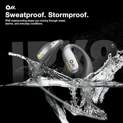 Oladance OWS Sports True Wireless Open-Ear Headphones, IPX8, 15H Playtime | Multi-Point Connectivity, Bluetooth 5.3, Durable Neckband, Virtual Bass 2.0, Liquid Silicone, Amplifier Chip - color: Yellow