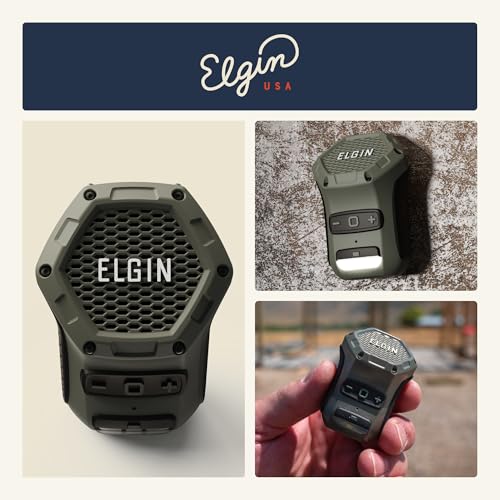 Elgin Thumper Mini Wearable Bluetooth Speaker, 35-Hour Battery Life, 50 ft Wireless Range, Water-Resistant, Magnetic Mount & Clip-On Design with LED Work Light for Jobsite, Outdoor & Everyday Use | 50 ft Wireless Range, 35-Hour Battery Life, Magnetic Moun