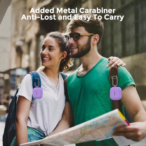 AhaStyle Silicone Case for Samsung Galaxy Buds 3 FE/Galaxy Buds3 Pro/Buds 3 | Front LED Visible, Carabiner Included, Supports Wireless Charging, Shock Resistant, Full Protection - color: Lavender