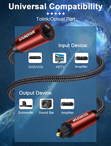 Optical Extension Cable 6 Foot, TOSLINK Male to Female Cable for Home Theater Soundbar TV - Red - size: 6.6 ft, style: Optical Cable Extension
