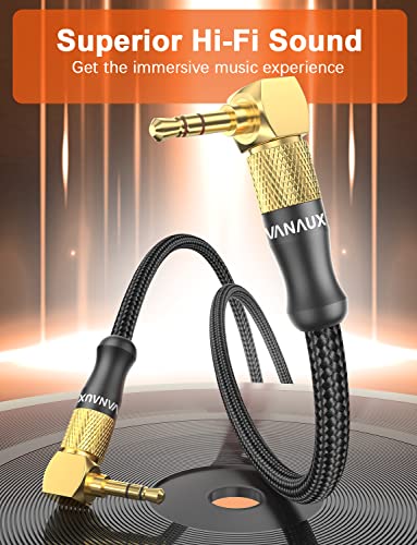VANAUX 90 Degree Right Angle Aux Cable Male to Male 3.5mm Audio Cable Stereo Aux Cord Compatible with Laptop, Smartphone, Music Player,Tablets,Speakers (16.5feet/5m) - size: 16.5 ft
