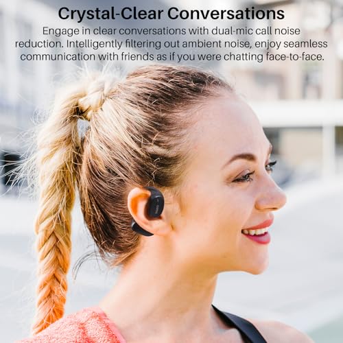 TOZO OpenEgo Open Ear Earbuds 80H Bluetooth 5.3 Headphones Sport Earbuds | Open Ear Structure with Earhooks, 32 EQ Modes, Digital LED Display,HD Clear Calls, Comfort Wear For Running, Travel, Office - color: Black