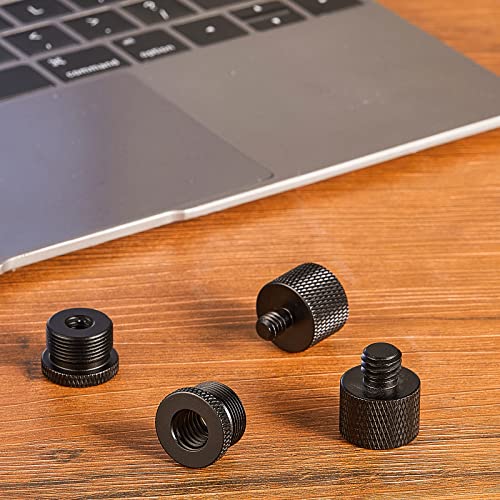 Hotop 4 Pieces Mic Stand Adapter 5/8 Female to 3/8 Male and 3/8 to 5/8 and 5/8 to 1/4 and 1/4 Female to 5/8 Male Combo Pack Microphone Stand Adapter to Camera Tripod