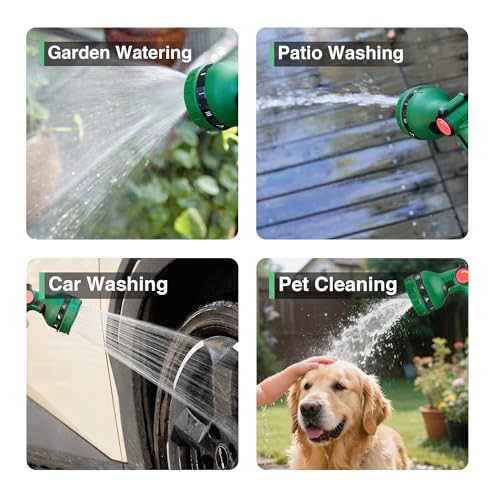 1/2" x 50FT Retractable Garden Hose Reel,With 10 Patterns Spray Nozzle,Portable Heavy Duty Garden Hose Holder for Garden Watering,Car & Patio Washing,Pet Cleaning(Green)