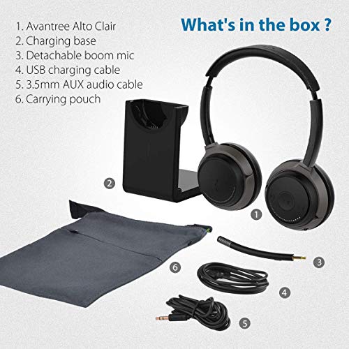 Avantree Alto Clair - Bluetooth Headset with Mic and Charging Base