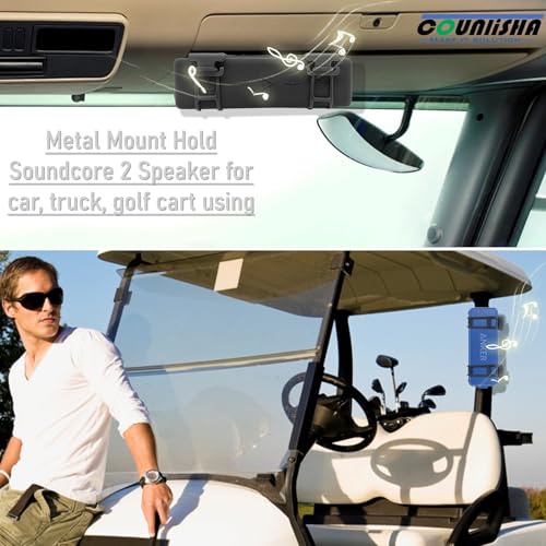 Metal Wall Mount compatible for Anker Soundcore 2 Portable Speaker,black | secure shelf durable holder with adjustable silicone straps,durable Wall Bracket for Ceiling,bike,car,boat,golf cart,jet ski