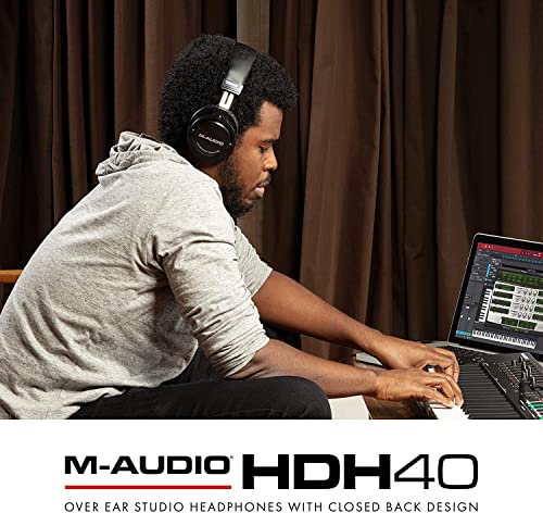 M-Audio M-Track Duo – USB Audio Interface for Recording, Streaming and Podcasting with Dual XLR & HDH40 – Over Ear Studio Headphones with Closed Back Design