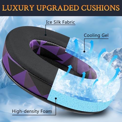 SOULWIT Earpads for ATH M50X/M40X, HyperX Cloud 2/3/Alpha, MDR-7506, Arctis 7/9/5/Nova 7/Pro Wired, G Pro X, Sennheiser HD280, Razer Kaira/Barracuda/Kraken Series, Turtle Beach Stealth,Cooling Gel-P B - color: Purple Black