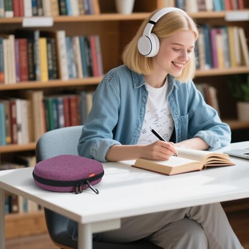 Purple Hard Shell Headphone Case, Durable Zipper Travel Carrying Pouch Bag | Compatible with Sony WH-CH520/CH720N, JBL Tune 510BT/720BT/520BT/770NC, Soundcore Q20/Q30, Jlab Headphones - color: Grape-Purple