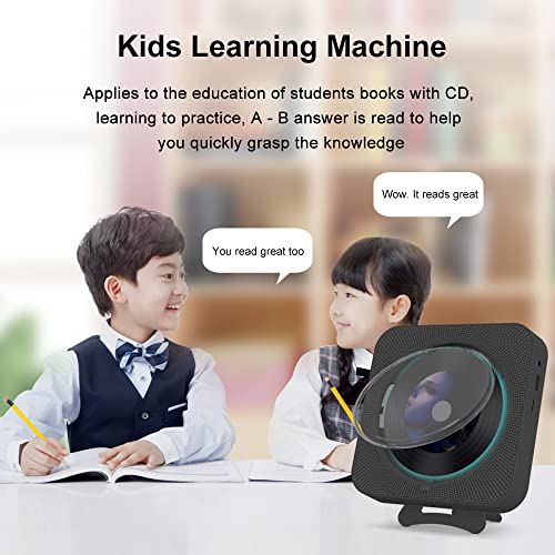 MICOCIOUS Portable CD Player with Bluetooth Desktop CD Player for Home CD Music Players withTimer,Built-in Dual Speakers with LED Display Home Audio Boombox FM Radio (Black) - color: Black