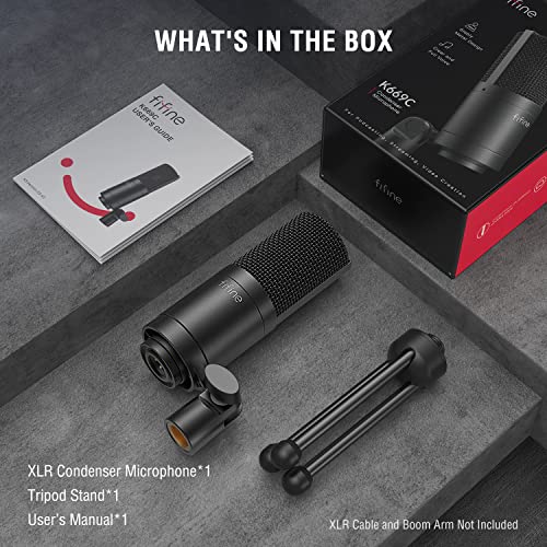 FIFINE K669C XLR Condenser Microphone for Recording, Podcast | Cardioid Studio Mic for Voice-Over, Streaming, Vocals, Compatible with Audio Mixer/Audio Interface