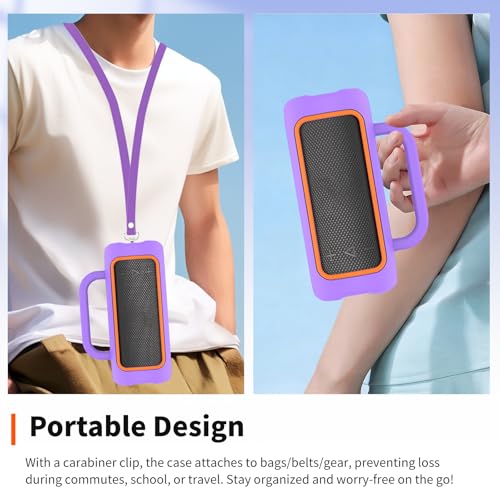 for JBL Grip Bluetooth Speaker Case– Soft Silicone Protective Cover,Dustproof Shockproof Anti-Scratch Sleeve for JBL Grip Wearable Speaker,Purple
