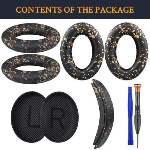 SOULWIT Replacement Kit for Bose QuietComfort QC35/QC35 ii Over-Ear Headphones, Ear Pads Cushions + Headband + Silicone Earpads Cover Protector - Black Gold - color: Black Gold