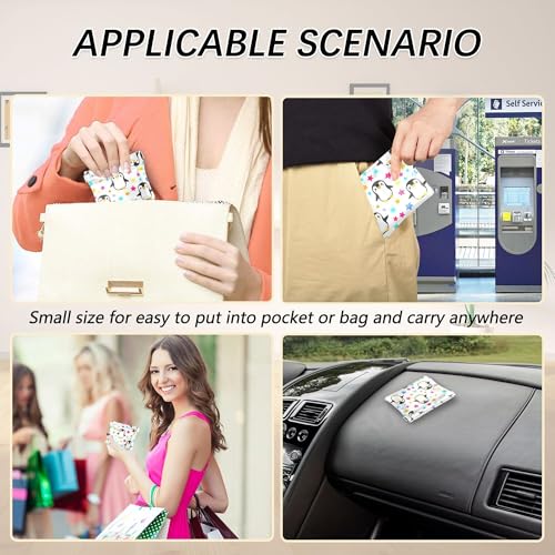 Leather Waterproof Portable No Zipper Purse, Coin Pocket Pouch Change Holder, Small Storage Bag for Men Women Headset Credit Card ID Key Lipstick, (Cute Penguins)