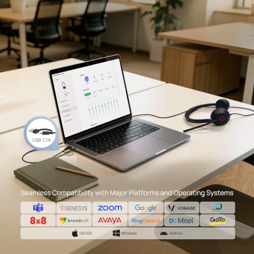 Yealink UH35 2nd Gen Wired Headset, USB-C/A,AI Noise Canceling Mic,HD Audio | Teams/Zoom Certified, Dual-ear Headphones with 2-Microphones, Play & Plug for Computer/Phone, WFH, Call Center,35mm Speakers - color: UH35 2nd USB-C/A, size: Dual-Ear (UC)