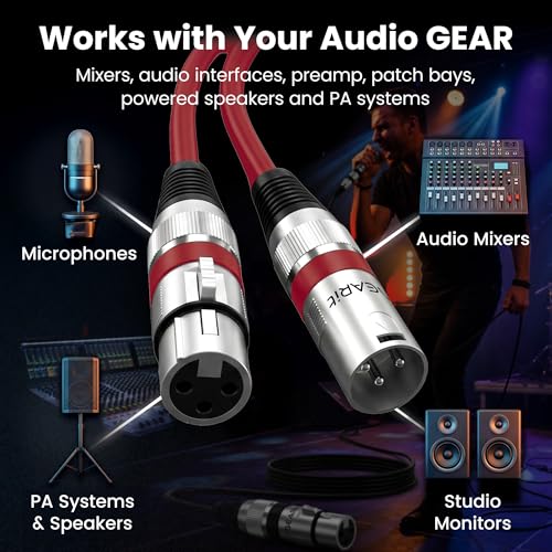 GEARit 22AWG OFC XLR Cables 1FT 10-Pack Male to Female for Audio Engineers - size: 1 Foot