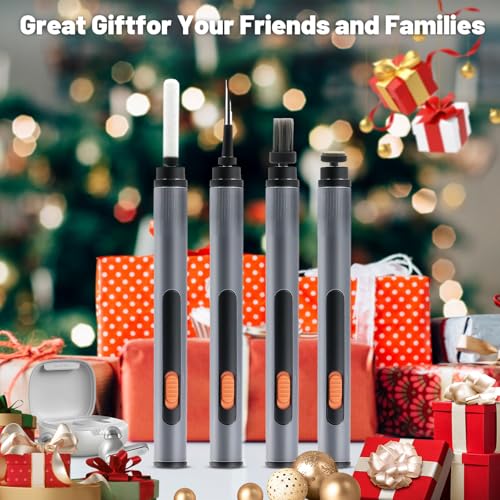 Electric Rotating Headphone Cleaner Kit with Dust-Revealing Light - 4-in-1 Cleaning Pen for Phone, Bluetooth Headset, Charging Case, Earbuds, Phone Speaker - Soft Brush & Flocking Sponge