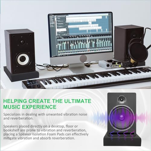JBER 2 Pack Acoustic Isolation Pads, Studio Monitor Speaker Isolation Pads | Suitable for 5 Inch Speakers, High Density, for Sound Improvement, Prevent Vibrations, Superior Isolation, 11" × 7.5" × 1.6" - size: MEDIUM for 5" MONITOR
