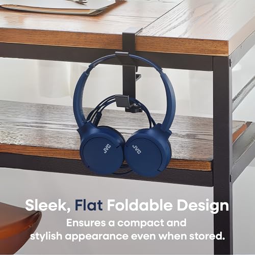JVC USB-C Wired On-Ear Headphones with Mic – Comfortable All-Day Wear, Clear Calls, Rich Sound – Foldable & Lightweight – Tangle-Free Single-Sided Cable – Great for Gaming & Work from Home - color: Blue