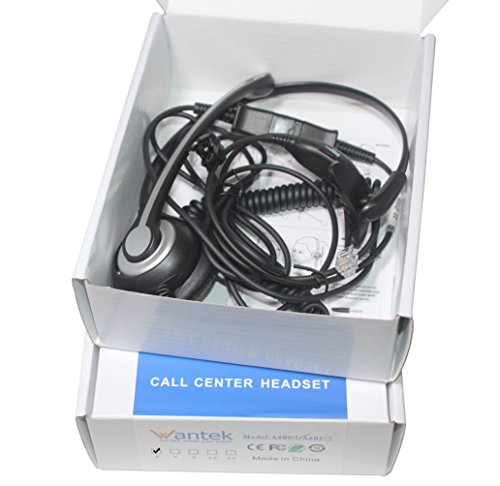 Wantek Office Phone Headset RJ9 with Noise Cancelling Microphone and Quick Disconnect Telephone Headset Compatible with Polycom Aastra Shoretel Avaya Mitel Toshiba Grandstream Can Center Phones