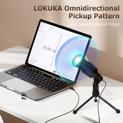 PC USB Microphone, Podcast Condenser Mic with Foldable Tripod Mute Switch for Streaming, Gaming, Podcasting, Recording, Chatting, Twitch, YouTube, on Computer, Laptop, PS4/5 Plug & Play