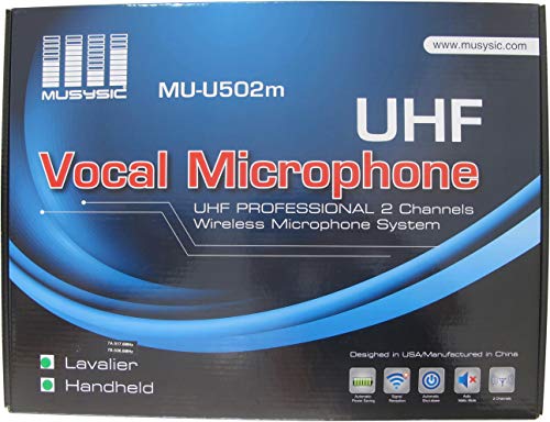 MUSYSIC Professional Dual Channel UHF Wireless Microphone System | MU-U502m-HL with Handheld & Lapel Lavalier Headset Microphone & Monitor Output (FCC Compliance) (1 Bodypack + 1 Handheld Mic) - size: 1 Bodypack + 1 Handheld Mic
