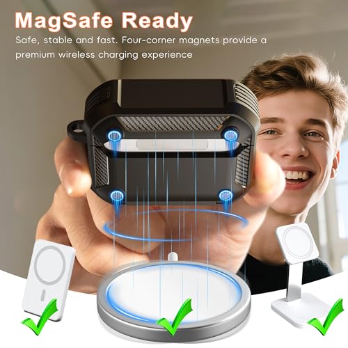 for AirPods Pro 3 Case with Lock Magnetic Lid MagSafe, Green | Compatible Apple AirPods Pro 3, Compatible MagSafe, Protective Case with Cleaner Kit & Carabiner, Powerful Drop Protection - color: FK-Military Green, size: Airpods Pro 3