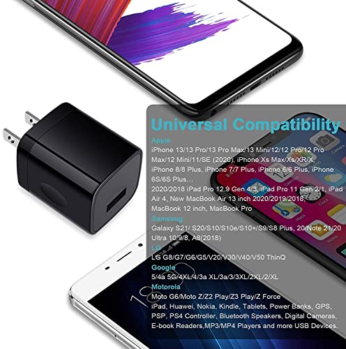 USB Wall Charger, Charger Block, 3-Pack 1A/5V Charging Cube Box Single Port USB Chargerr Plug for iPhone 17e 17 Air 16e 16 15 14 13 12 11 Pro Max,SE,XR/XS/X/8/7, iPad, Samsung Galaxy S26,A17,Pixel 10a - color: Black