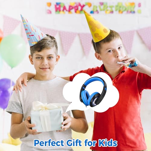 rockpapa Comfort+ Kids Headphones with Microphone, Boys Girls Student Over-Ear Headphones Wired Foldable for School Classroom Laptop PC Computer Tablet Black Blue - color: Blue/Black