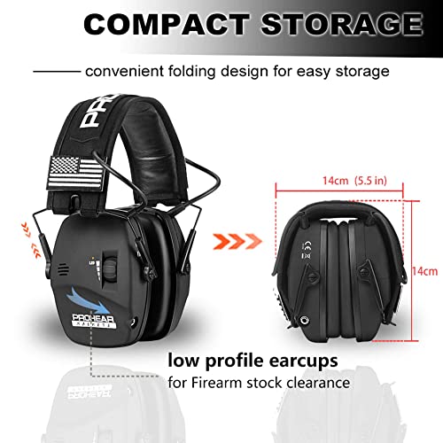 PROHEAR Digital Electronic Shooting Ear Protection 5X Sound Amplification Earmuffs, 23dB NRR Low Profile Noise Reduction Hearing Protection for Gun Range and Hunting, Black - style: Electronic 2.0 - Black
