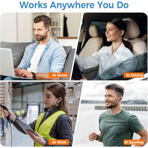 Herloreen Wireless Bluetooth Headset with Built-in Microphone Charging Case | Noise Canceling Mic for PC Computer, Laptop, Cell Phones, Remote Work, Call Center, Trucker Work, Business - style: Headset + Charge Case + USB Dongle-A6