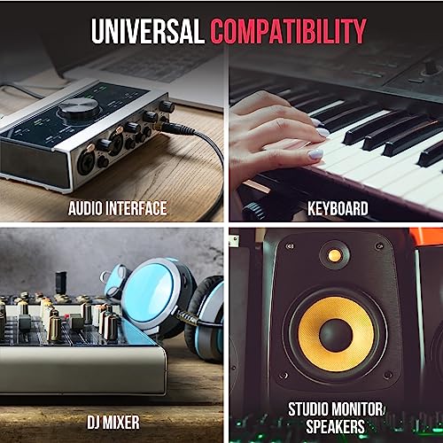 LyxPro ¼" TRS to ¼ TRS Balanced Audio Cable, Superior Signal Transfer, Crystal Clear High Frequency, Noiseless, Durable & Flexible Patch Cable, Professional Grade Heavy Duty, 15 feet Male to Male - size: 15 Feet