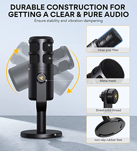 MAONO Gaming Audio Mixer & XLR Dynamic Microphone, Audio Interface with Pro-preamp, RGB, Bluetooth, 48V Phantom Power for Live Streaming, Podcasting, Content Create, Gaming