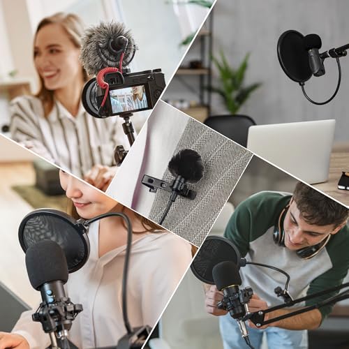MECCANIXITY Microphone Cover Mini Furry Windscreen Foam Mic Sponge 8mm with Black Cap for 0.5 to 1.2mm Microphone 1 Set - color: Black, size: 8mm