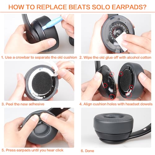 Thicker Ear Pads Cushions for Beats Solo 2 & Solo 3 Headphones Earpads | Solo 2.0/Solo 3.0 Wireless & Wired Covers with Stronger Adhesive Thicker Foam(Grey) - color: Gray