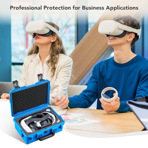 Lykus Titan OQ200 Waterproof Hard Case for Quest 3S/3 and Elite Head Strap | CASE ONLY,Fits Stock and Official Elite Head Strap,IP67 Waterproof,Shockproof,CNC Cut Premium Foam - color: Blue