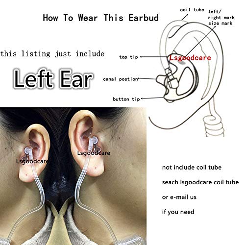 Lsgoodcare Replacement Ear Mold Earbuds Clear, Soft Silicone Insert Earmold Ear Bud Left Ear piece Large Size for 2 Way Radio Acoustic Coil Tube, Walkie Talkie Earmould 5 Pairs - color: clear-l, size: large
