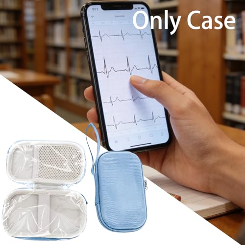 Hard Carrying Case Compatible with EMAY 6L ECG Monitor(Blue) | EMAY 6L carry case protects a portable ECG monitor with a shock-resistant shell and mesh pocket, With waterproof design - color: Blue