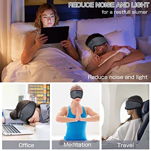 LC-dolida Sleep Headphones, Sleep Mask Bluetooth Wireless Music Eye Mask, Sleeping Headphones for Side Sleepers Sleep Mask with Bluetooth Headphones Ultra-Thin Stereo Speakers Perfect for Sleeping - color: Classical Grey