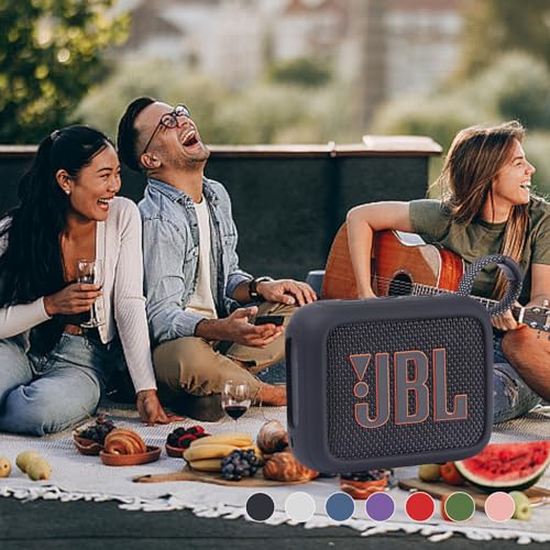 for JBL Go 4 Waterproof Bluetooth Speaker Silicone Cover, Black | Snug Fit, Portable Carabiner Clip, Shock Absorption, Drop Protection, Travel Lightweight Design, Protective Skin Case - color: Black Case