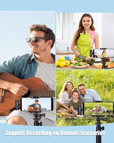 Wireless Lavalier Microphone for iPhone - Android and Laptop PC Mini Microphone with Noise Reduction, Auto Pairing and Mute & Reverb for Video Recording Interview Conference Podcast Vlog (2 Pack)