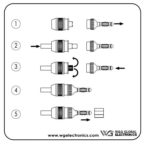 WGGE WG-008 24K Gold Safety Connector Banana Plugs (5 Pairs (10 Plugs)) - size: 5 Pairs (10 plugs )
