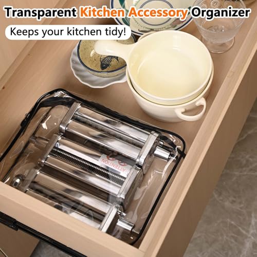 Transparent Stand Mixer Attachment Storage Bag, Dustproof Kitchen Organizer for Mixer Accessories, Clear PVC Zipper Pouch with Breathable Holes, Fits Most Brands, Easy to Clean, Space Saving