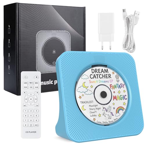 Gueray Portable CD Player with Bluetooth, CD Player with Speaker for Home | Plug-in desktop use,2-way Bluetooth mode, 3W speakers, FM radio, sleep timer, A-B repeat,USB/AUX - color: Blue
