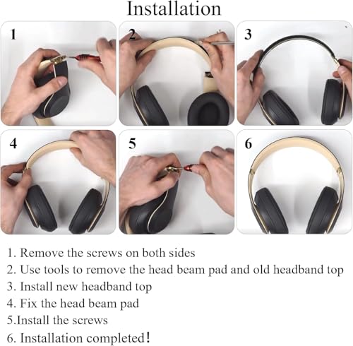 Studio 3 Replacement Headband Black+Red& Hinge Replacement Black+Red for Beats Studio 3 Headphone,Durable Repair Kit Replacement Parts Set