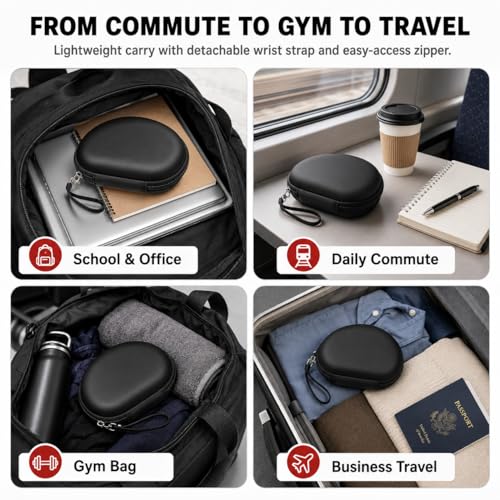 COMECASE Case for Beats Solo 4/Studio Pro Headphones with Mesh Pocket | Water-Resistant Hard Shell, Wrist Strap for Easy Carrying, Travel Storage, Fits Solo 2/3, Solo Pro and Studio3, Red Inside - color: Black+Red Inside