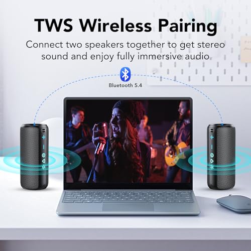 Portable Bluetooth Speaker, Powerful Sound Wireless Speaker: Boost Bass, 8 RGB Modes, IPX7 Waterproof, TWS Pairing, Beach/Vacation Essentials(Dark Black) - color: Dark Black