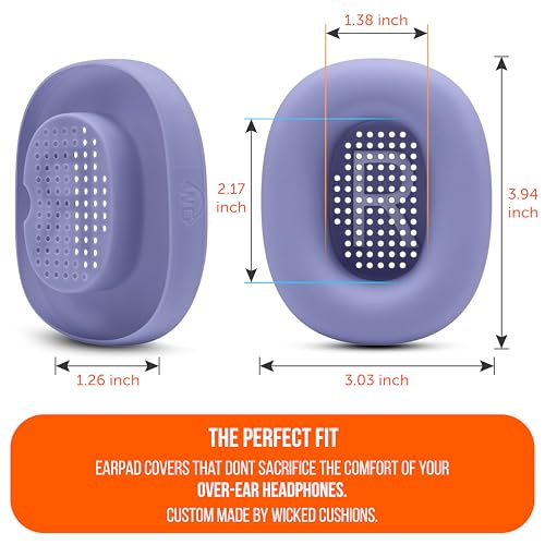 WC SweatZ Max - Patented Silicone Sweat Covers for AirPods Max 1 | Made by Wicked Cushions | (Does Not Fit AirPods Max 2). Sweatproof, Full Earpad Protection | Purple - color: Purple