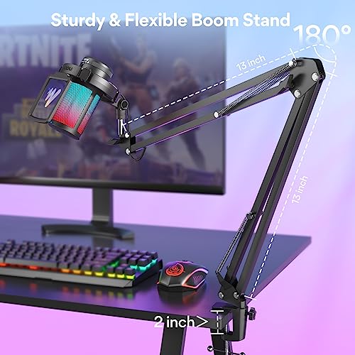 MAONO Gaming USB Microphone with Headphones, Noise Cancellation Condenser mic with Mute, Gain, Monitoring for Streaming, Podcast, Twitch, YouTube, Discord, PC, Computer, DGM20S, MH601